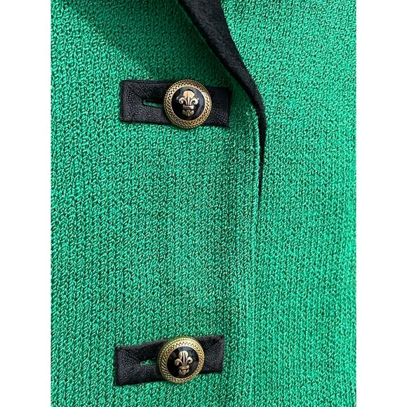 Toula Santana Knit Jacket Size 4 Kelly Green Wool Blend Fleur De Lis Button NWT - Picture 3 of 7